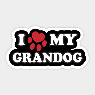 I Love My Grandog Red Paw For Old Dogs Sticker